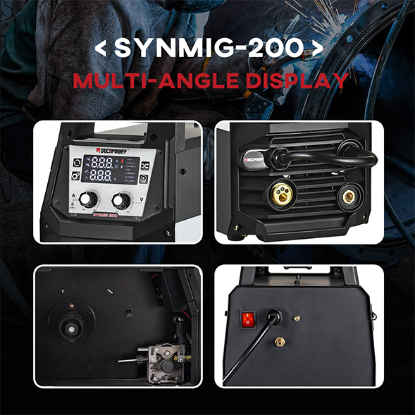 SYNMIG-200 Multi-processus MIG/MAG/MMA/TIG machine de soudage synergique avec afficheur LED