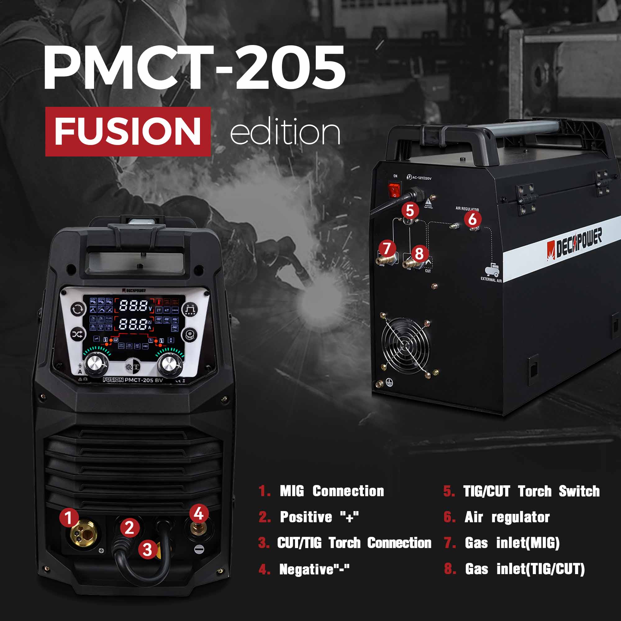 FUSÃO PMCT-205 Multi-Process 6-in-1 Welder & Cutter
