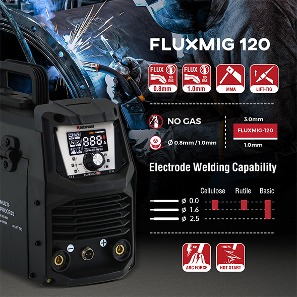 FLUXMIG-120 flux noyau sans gaz / ascenseur TIG / bâton 3-en-1 MIG soudeur