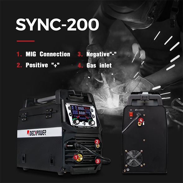 SYNCMIG-200 Multiprozess MIG/MAG/MMA/TIG Synergische Schweißmaschine mit LED-Anzeige 110/220V