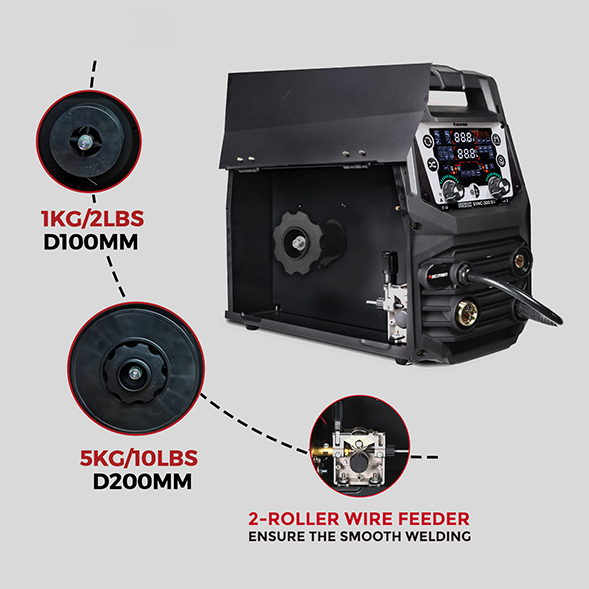 SYNCMIG-200 Multiprozess MIG/MAG/MMA/TIG Synergische Schweißmaschine mit LED-Anzeige 110/220V