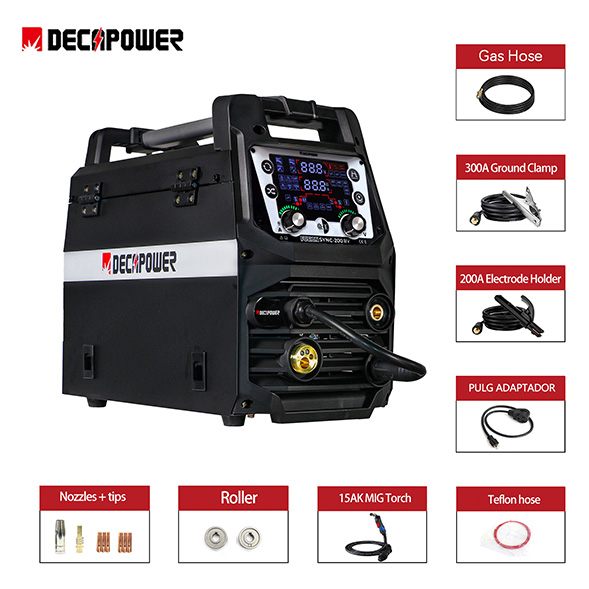 SYNCMIG-200 Multiprozess MIG/MAG/MMA/TIG Synergische Schweißmaschine mit LED-Anzeige 110/220V
