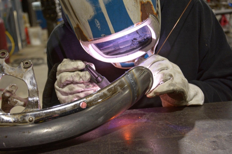 Pulse TIG welding ensures precise heat control on steel tubing